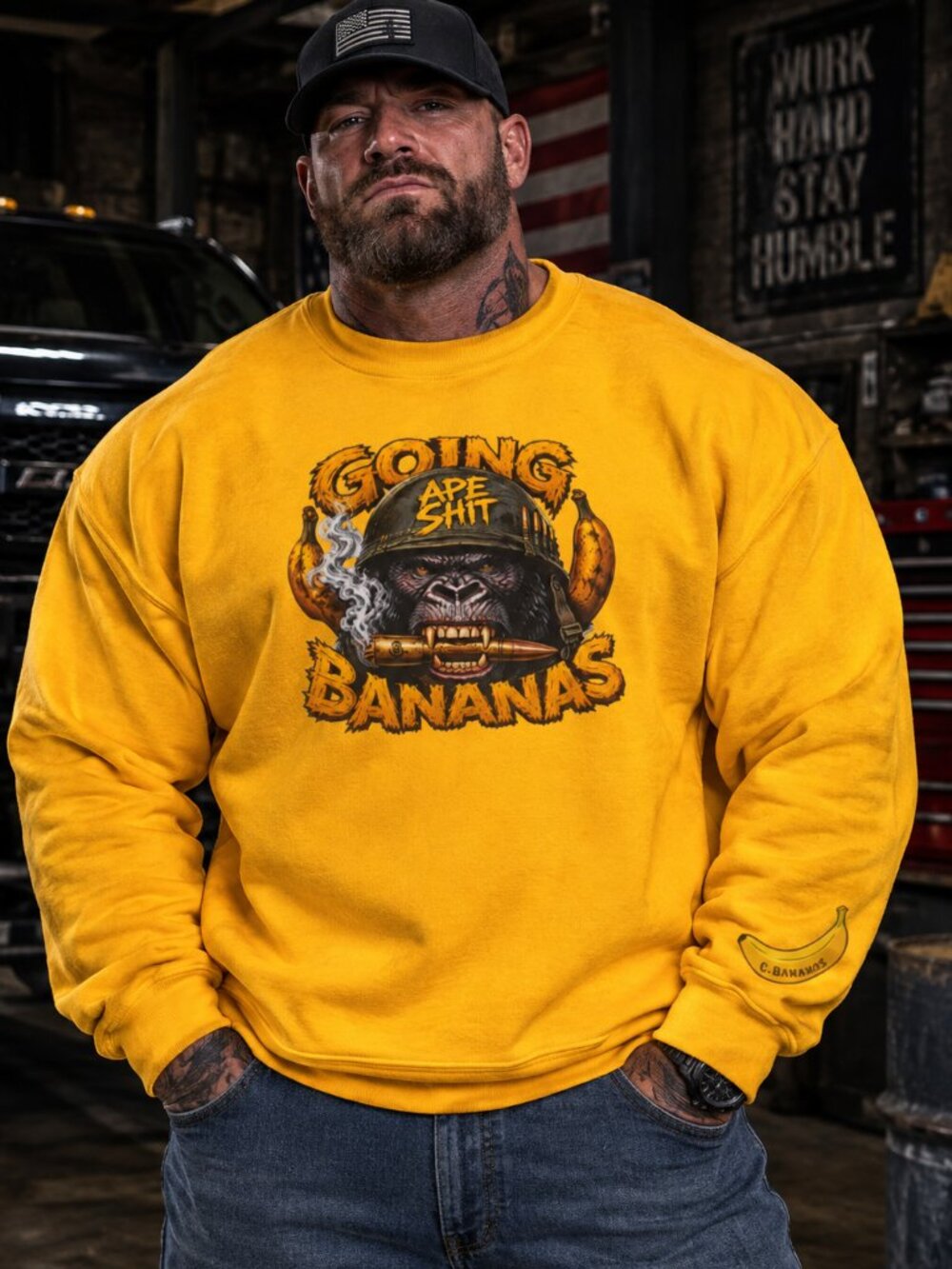 Going Bananas Gorilla Custom Design Crewneck Sweatshirt